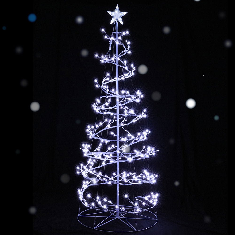 1.8M Pre-Lit Christmas Tree with 320 LED Cold White Lights & Fiber Optic Branches - Perfect for Home, Office, and Holiday Decorations
