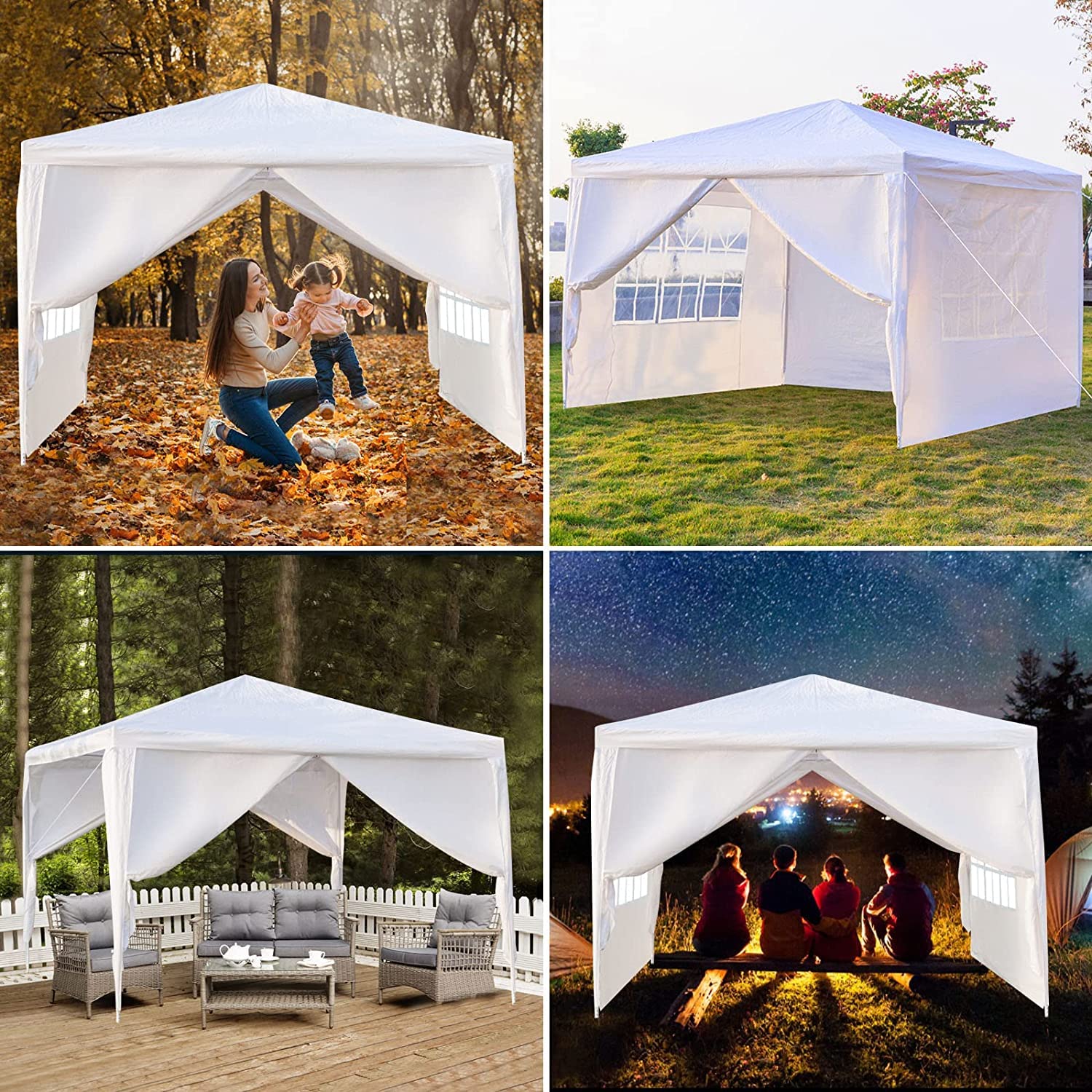10'x10' Waterproof Outdoor Gazebo Canopy Tent with Removable Side Walls & Spiral Tubes - Perfect for Weddings, Parties, Camping, Market Stalls & Commercial Use - Heavy Duty Shelter for All Weather Conditions