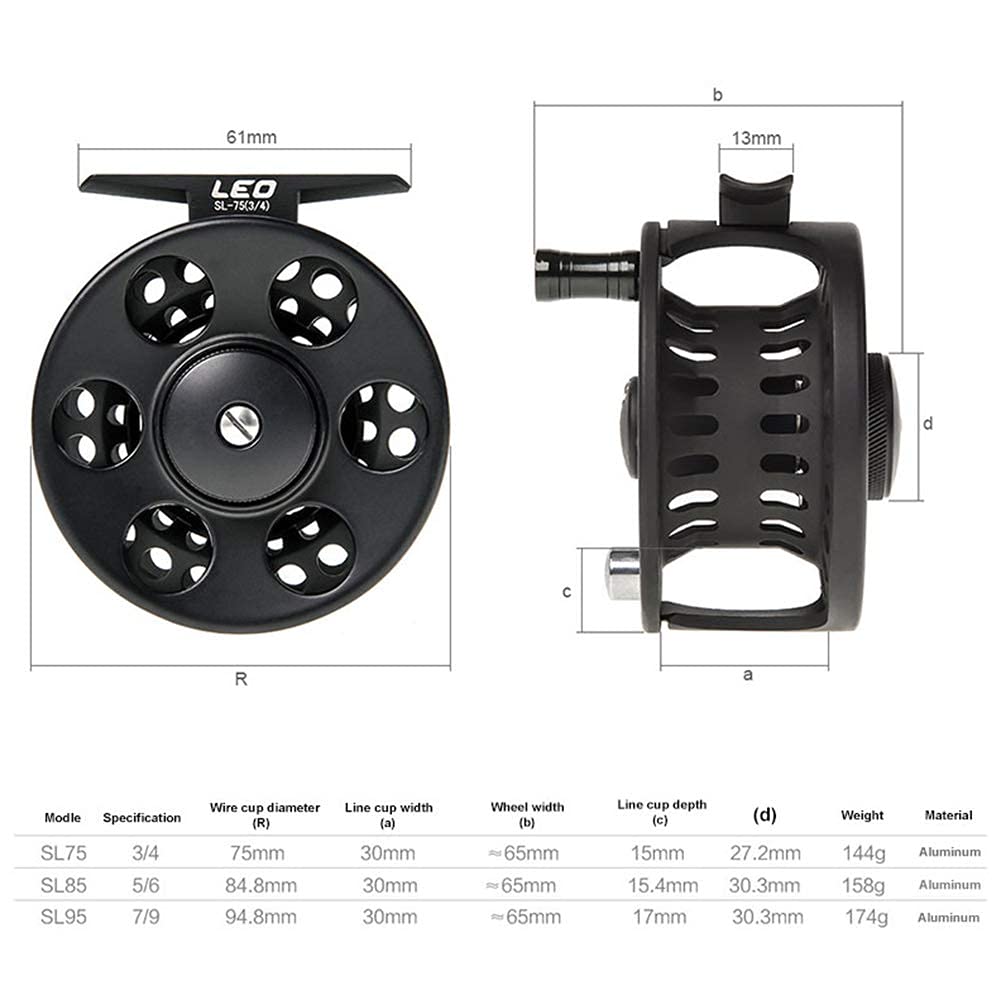 Premium Aluminum Fly Fishing Reel 3/4 5/6 7/8 Size - 75mm-84mm High Strength Left/Right Hand Casting Reel for Freshwater & Saltwater Fishing - Ideal for Trout, Bass, Salmon - Durable Black Fishing Gear for Anglers