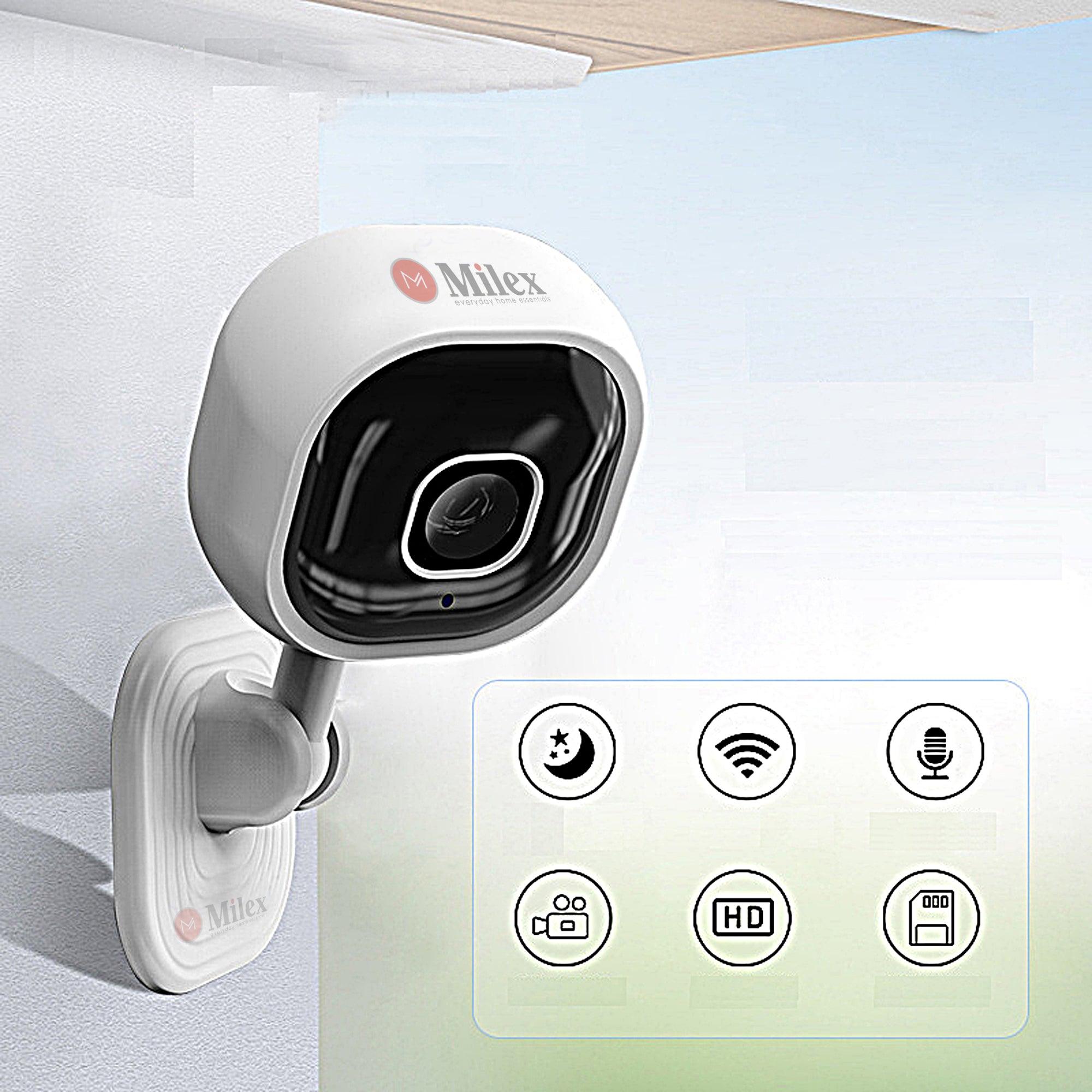 Milex 2-Way Infrared Security Camera with Night Vision - Monitor & Protect Your Home & Family 24/7 | Indoor/Outdoor Surveillance for House, Office & Business Security
