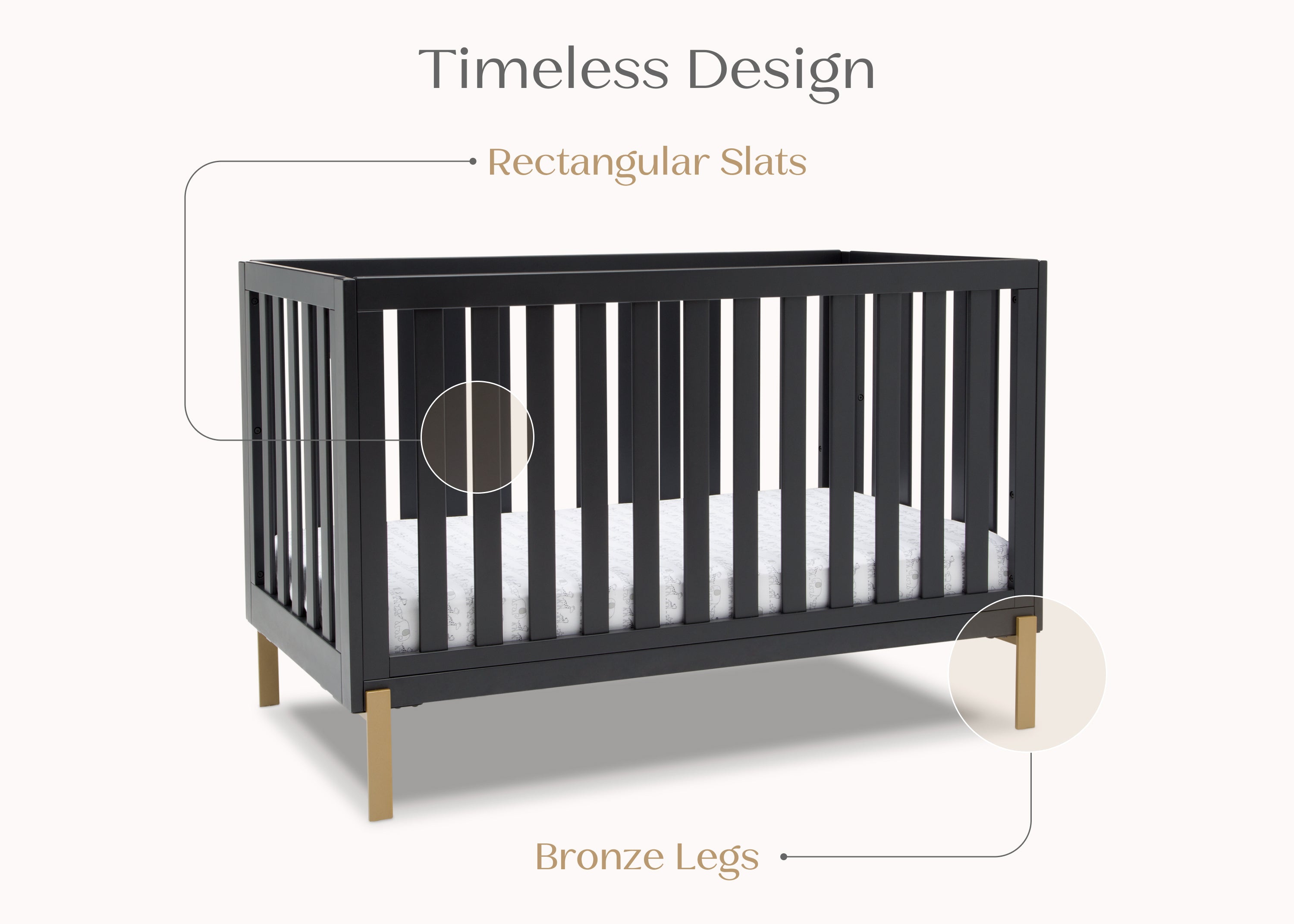 Hendrix 4-in-1 Convertible Baby Crib - Toddler Bed, Daybed & Full-Size Bed - Safe Nursery Furniture for Boys & Girls - Perfect for Newborn to Teen Years