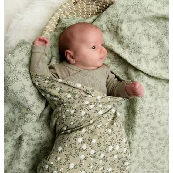 2-Pack Soft Muslin Cloths - Blossom & Dark Sage | Gentle Baby Swaddle Blankets, Nursing Covers & Burp Cloths for Newborn Care