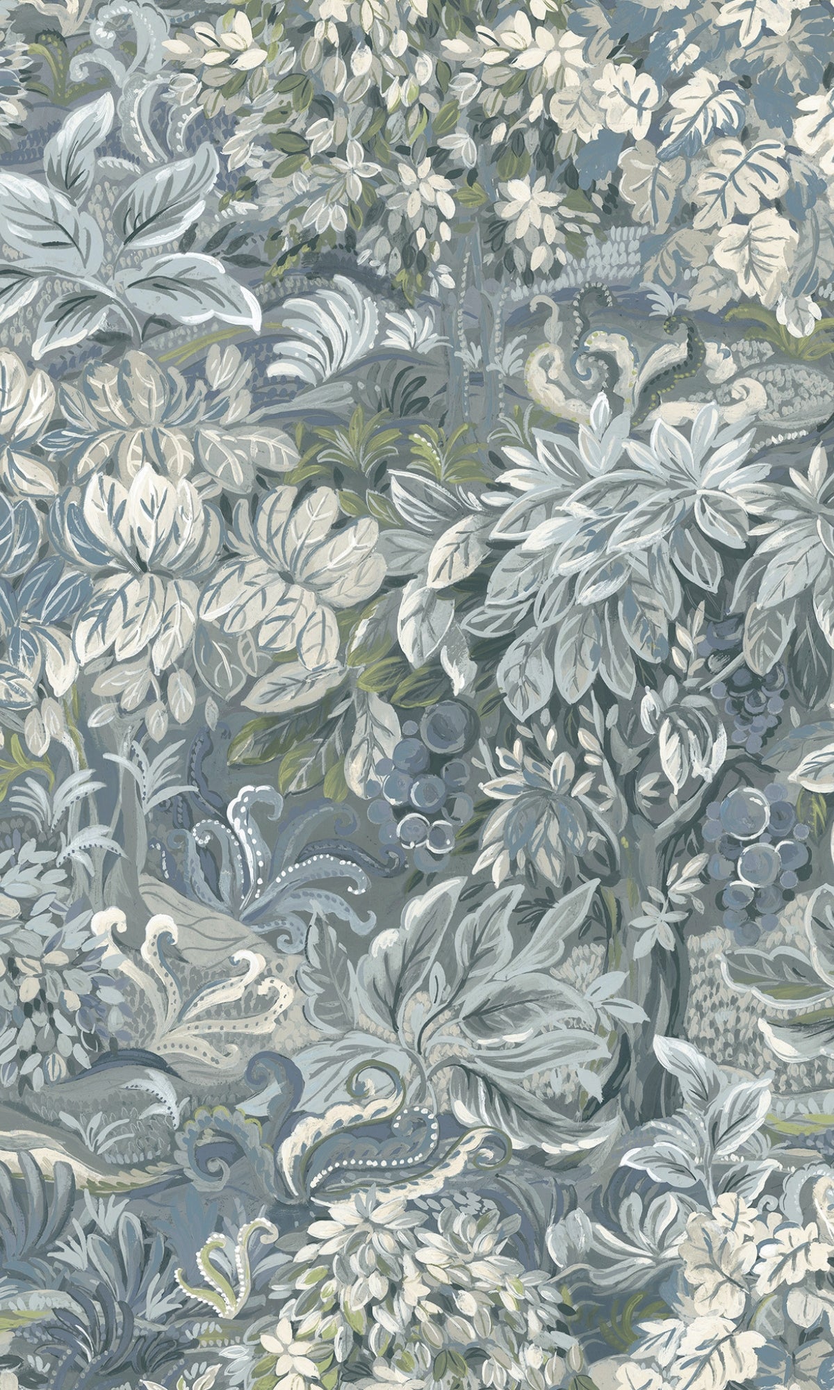 Blue Floral Foliage Peel and Stick Wallpaper R8801 - Self-Adhesive Removable Wallpaper for Bedroom, Living Room, Nursery & Home Decor