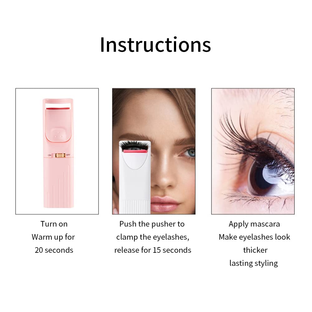 Katutude Electric Heated Eyelash Curler with Silicone Pads - Painless Constant Temperature Lash Curling Tool for Long Lasting Natural Curls | Perfect for Daily Makeup, Salon Use & Travel