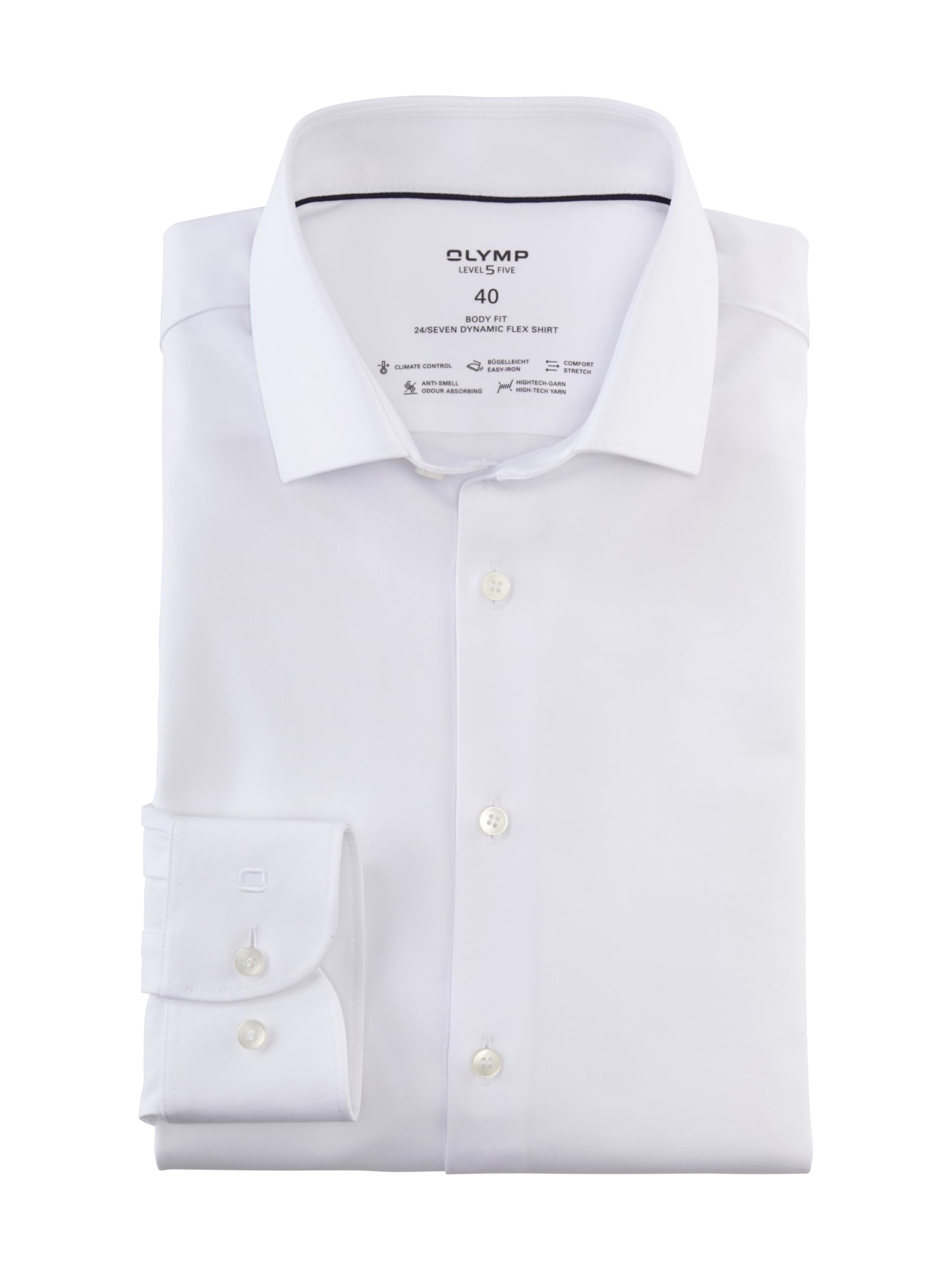 OLYMP Men's Long Sleeve Shirt - Slim Fit Twill Dress Shirt for Business & Casual Wear | Modern Kent Style for Office, Wedding & Formal Occasions