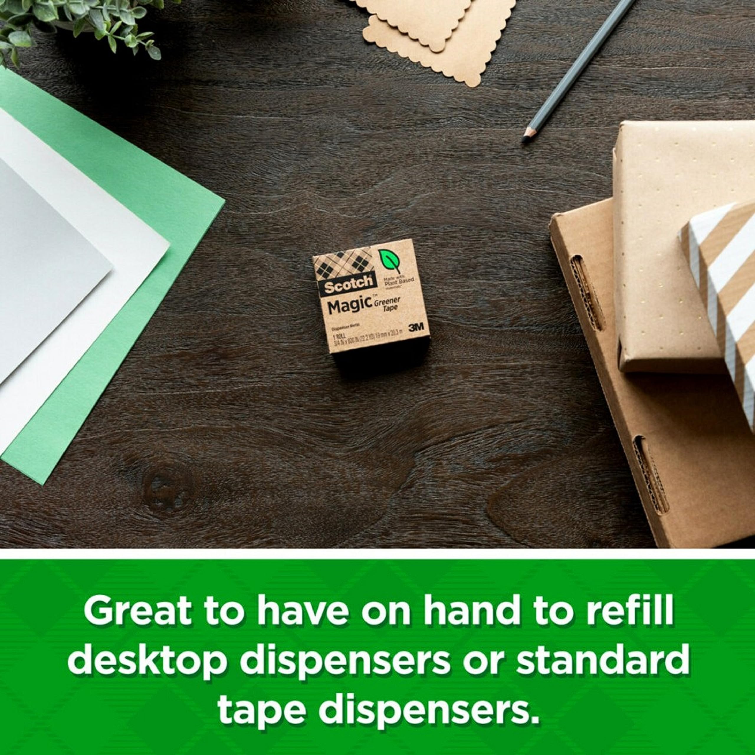 Scotch Magic Greener Tape - Eco-Friendly Invisible Tape for Paper, Office & School Supplies, 0.75
