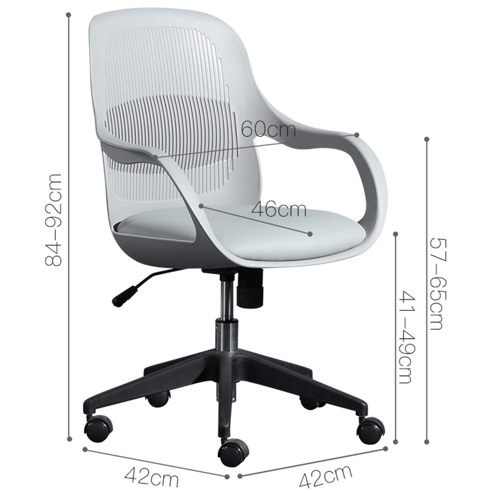 JHome Ergonomic Swivel Office Chair - Adjustable Height Rolling Computer Desk Chair with Lumbar Support for Home, Bedroom & Workspace - Comfortable for Long Hours of Work or Gaming