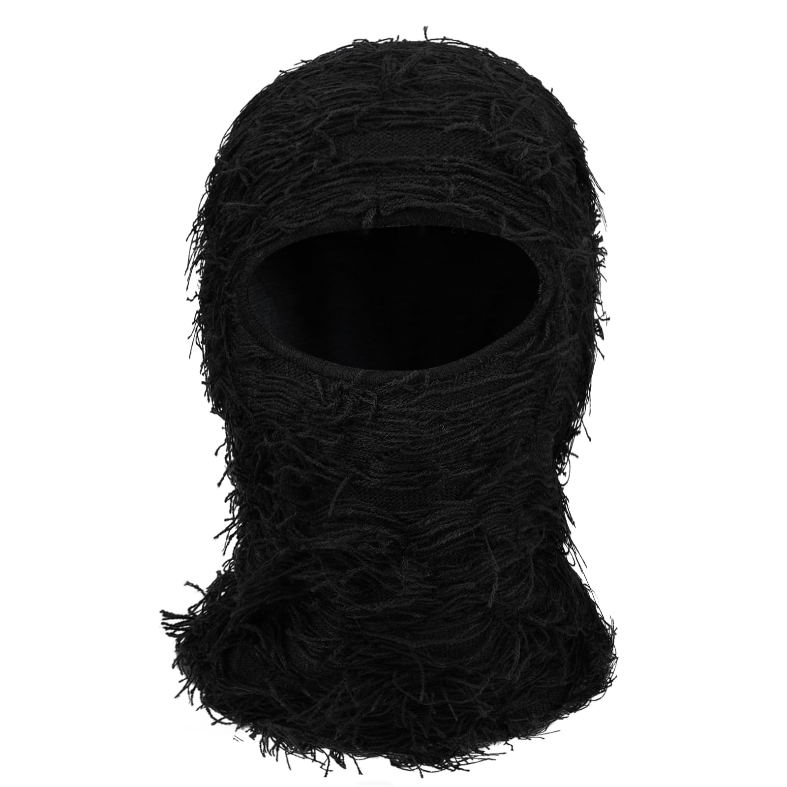 Clakllie Distressed Balaclava - Yeat Shiesty Knitted Full Face Mask for Men & Women - Windproof Winter Ski Mask for Cold Weather & Outdoor Activities