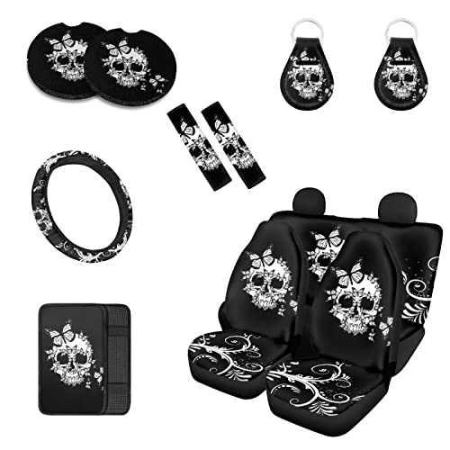Skull Flowers Butterfly - White