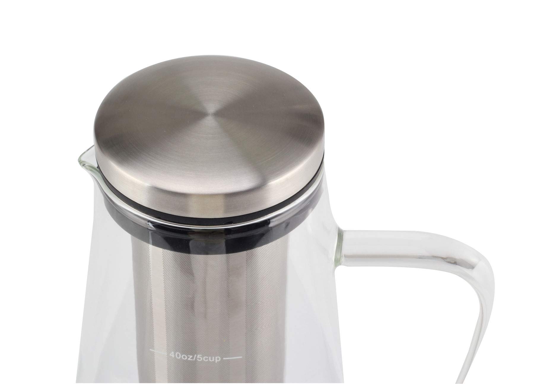 Premium Cold Brew Coffee Maker & Tea Infuser - 40oz Glass Carafe with Spout for Iced Brewing | Perfect for Home, Office & Outdoor Use
