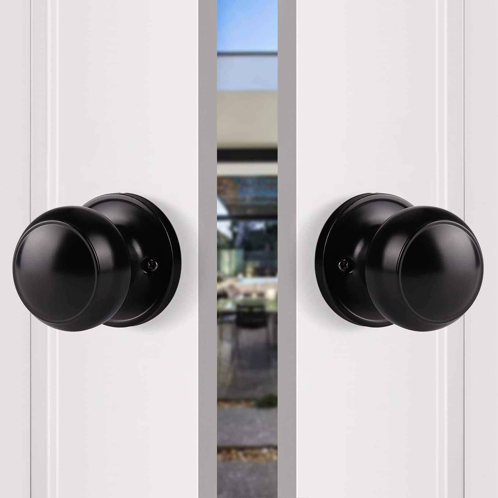 Gobrico Flat Ball Half Dummy Door Knob - One-Side Keyless Door Handle for Closet & Pantry - Matte Black - Perfect for Interior Doors, Cabinets, and Storage Rooms
