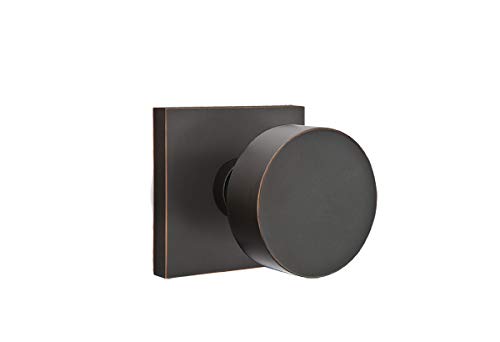EMTEK Square Rosette Passage Door Knob Set - 7 Finish Options Including Oil Rubbed Bronze - 5110ROUUS10B - Elegant Hardware for Bedroom, Bathroom & Interior Doors