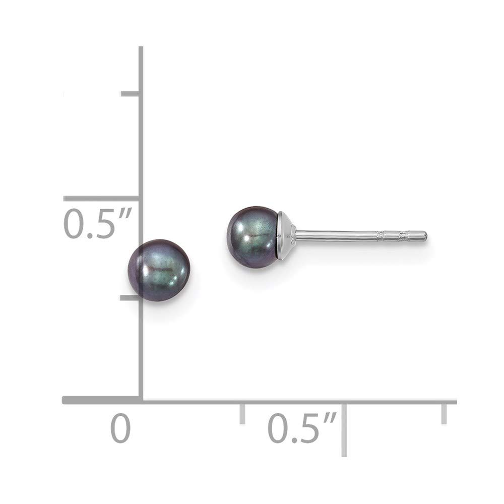 925 Sterling Silver Black Freshwater Pearl Stud Earrings for Women - 3-4mm Round Cultured Pearls, Hypoallergenic Fine Jewelry Gift for Her - Perfect for Weddings, Parties & Everyday Elegance