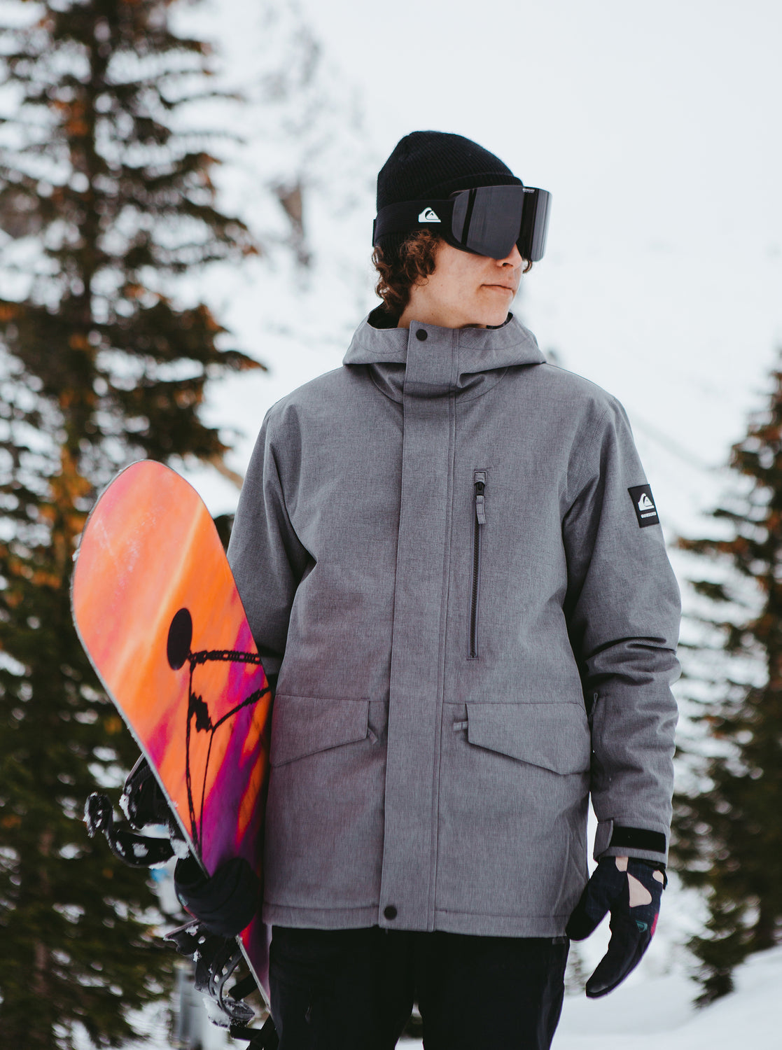 Quiksilver Mission Solid Dark Grey Snow Jacket - Waterproof & Insulated Winter Coat for Skiing, Snowboarding & Outdoor Adventures