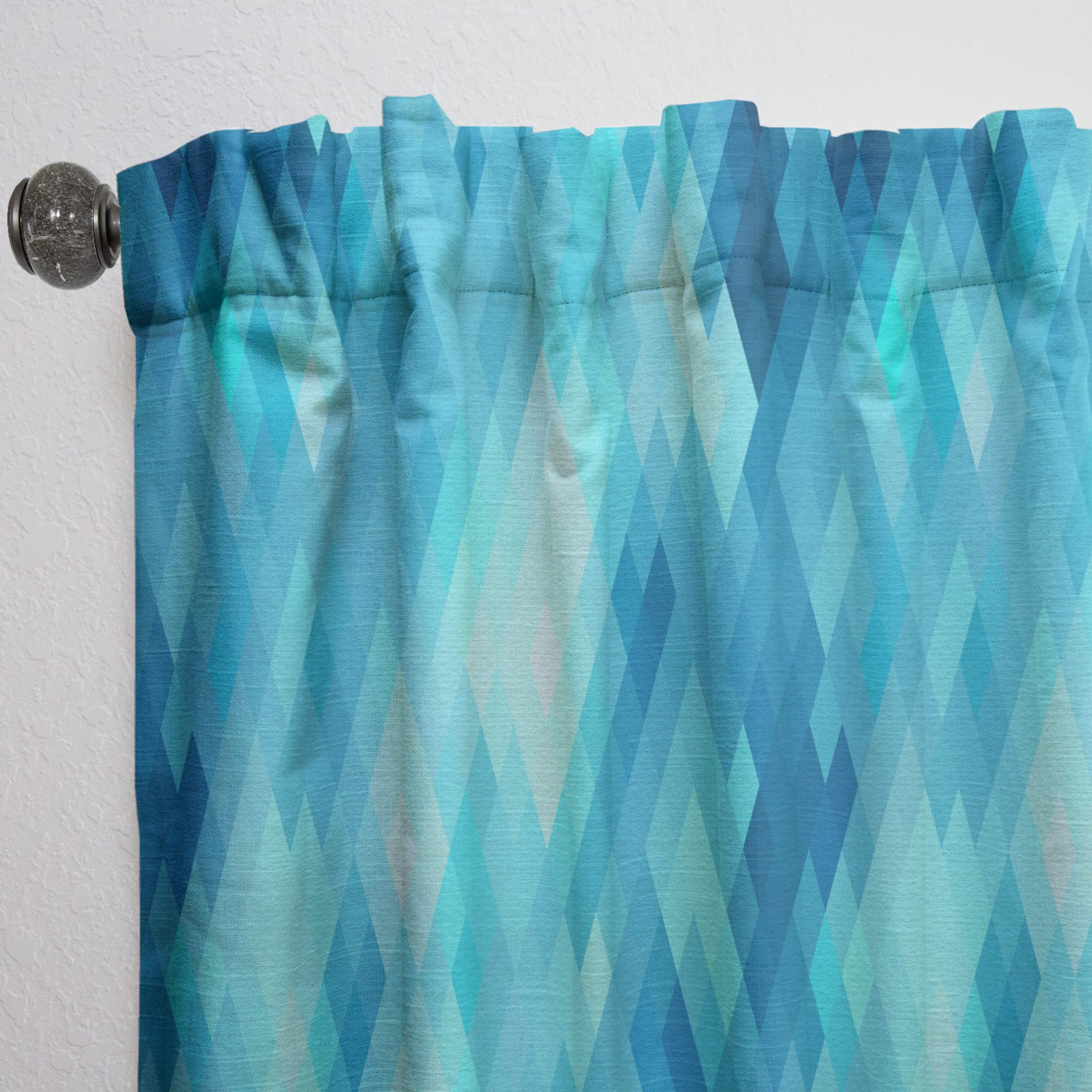 DesignQ Thermal Insulated Blackout Curtains - Modern Abstract Geometric Pattern with Rhombus Design - 52x120 Inch Single Panel Window Drapes for Bedroom & Living Room - Energy Saving, Noise Reducing & Light Blocking for Better Sleep & Privacy