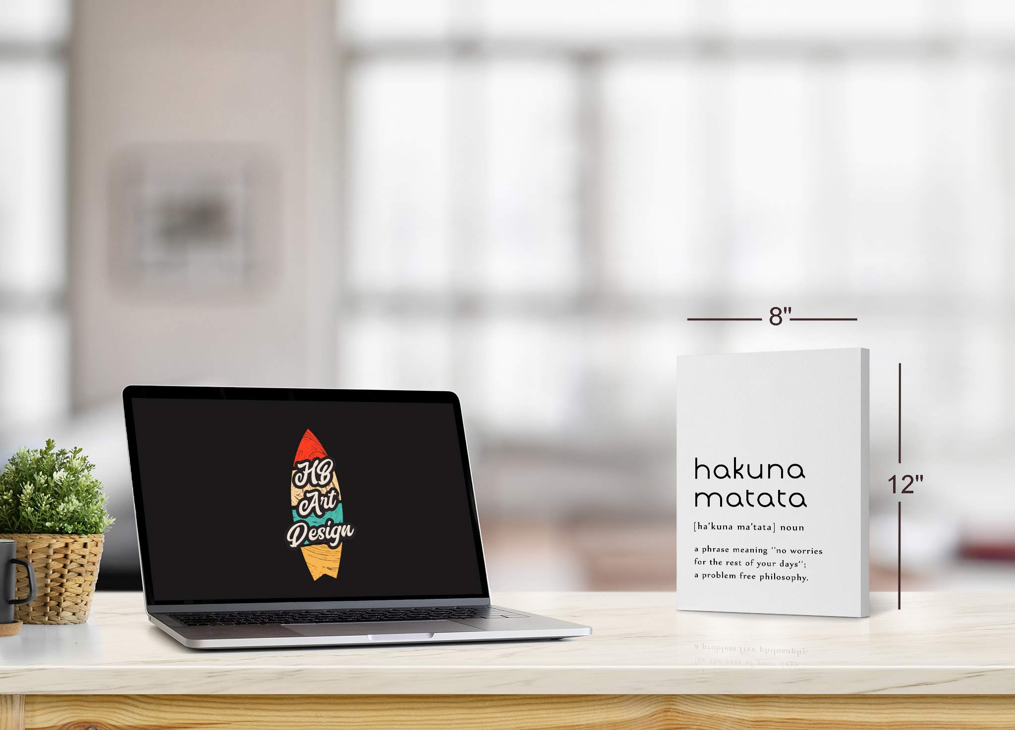 Hakuna Matata Definition Wall Art - 36x24 Inch Inspirational Canvas Print for Home & Office Decor - Funny Quote Dictionary Art for Living Room, Bedroom, Kitchen & Bathroom - Ready to Hang Farmhouse Style Decor