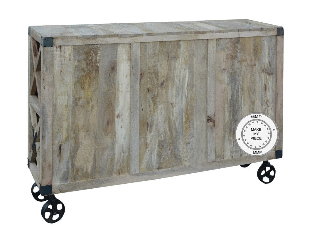 Solid Wood Buffet Sideboard with Drawers and Casters - Stylish Storage for Dining Room, Living Room, or Entryway