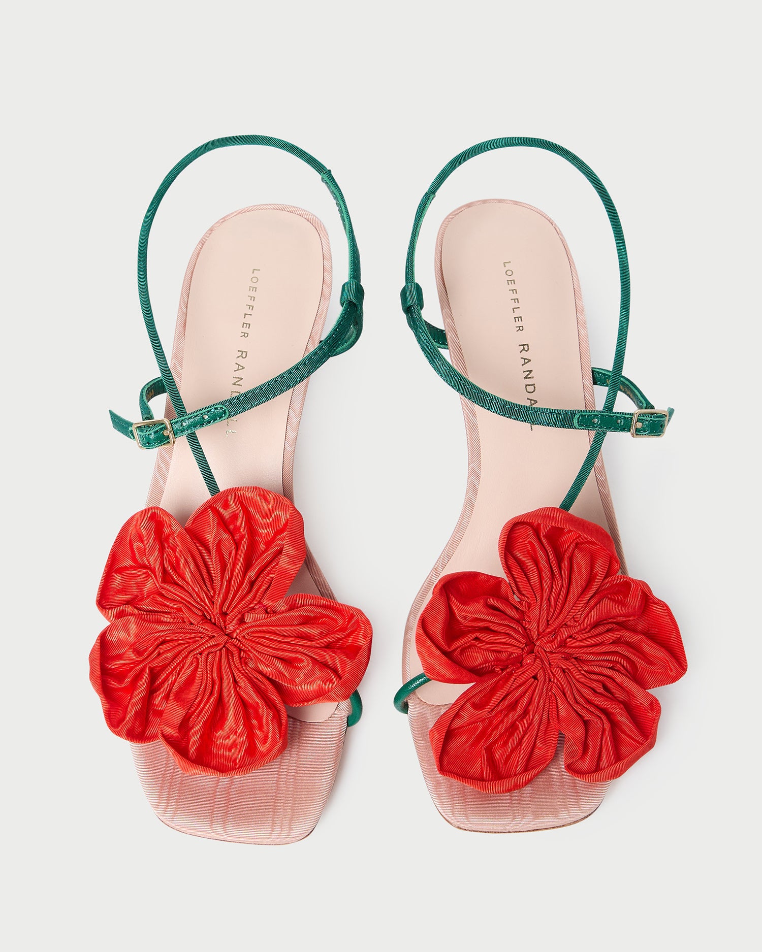 Frank Red and Green Moiré Flower Sandals for Women - Comfortable Summer Beach Sandals with Floral Design - Perfect for Vacation, Poolside, and Casual Outings