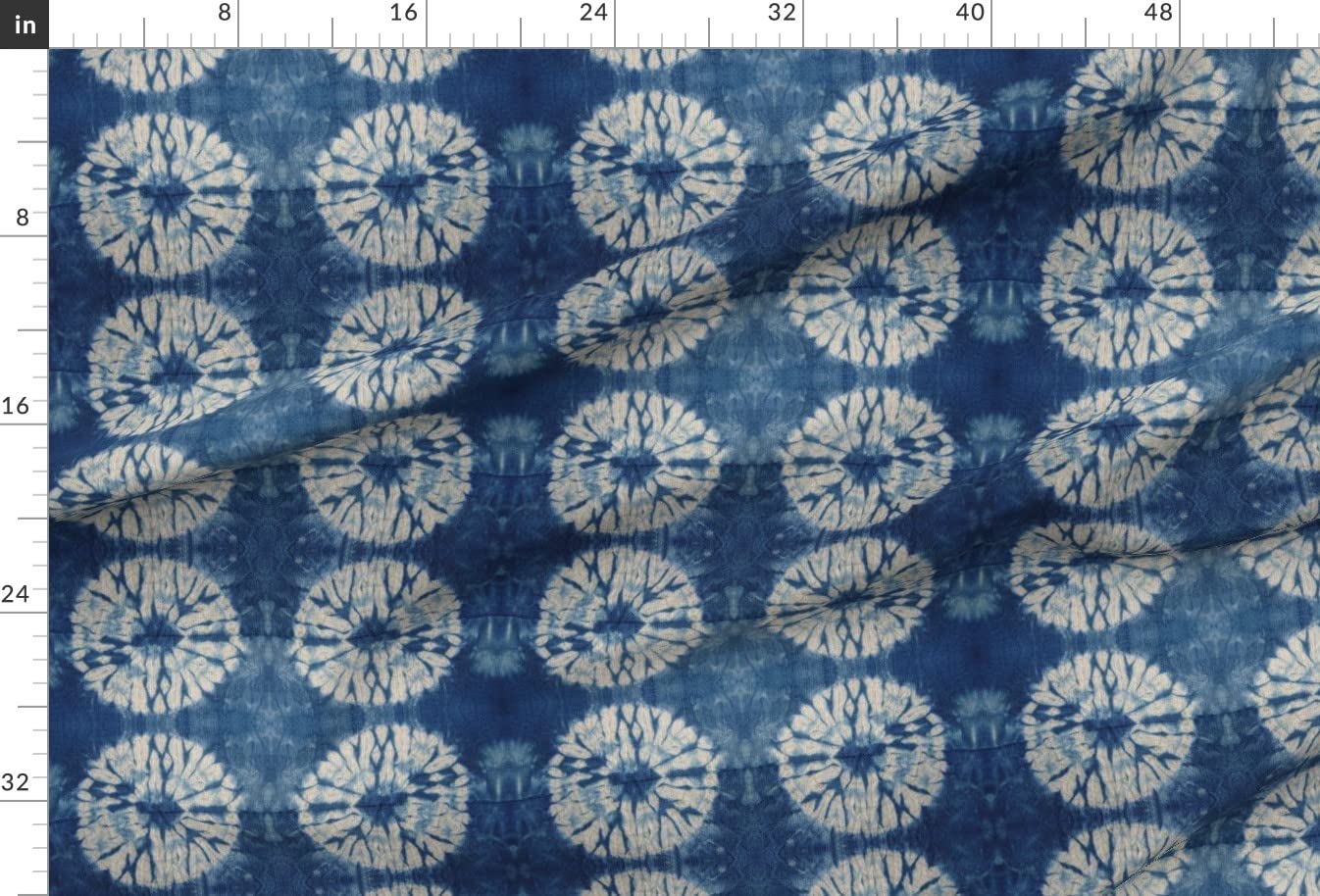 Shibori Indigo Circles Tie Dye Pattern Modern Blue Printed Minky Fabric by The Yard - Soft Plush Material for Sewing Baby Blankets, Quilt Backing & DIY Plush Toys - Perfect for Nursery Decor & Handmade Gifts