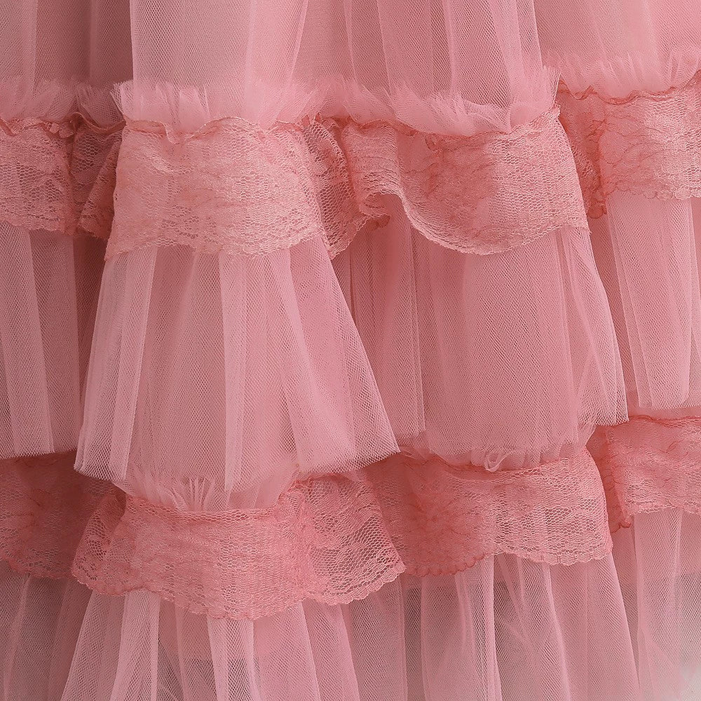 Pink Princess Round Floor Length Satin Flower Girl Dress for Weddings, Baptisms & Special Occasions