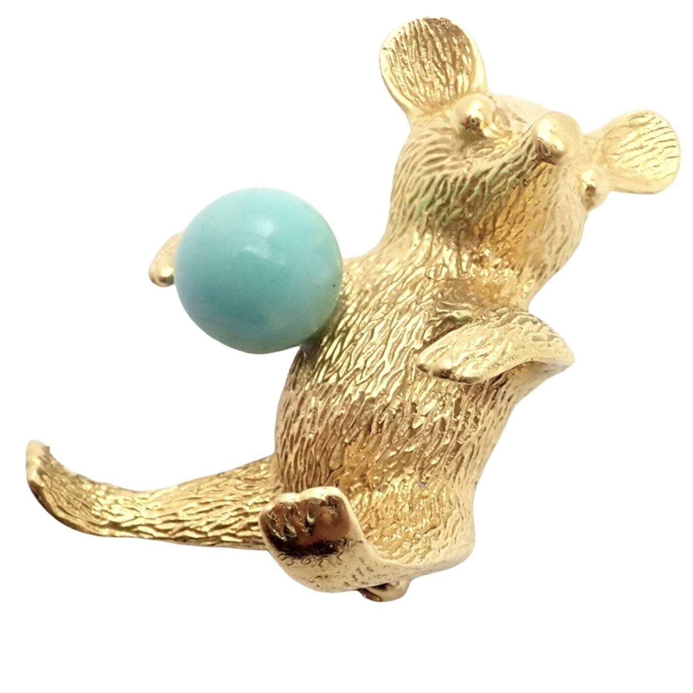 Authentic Cartier Germany 18k Yellow Gold Turquoise Bear Pin Brooch - Vintage Luxury Jewelry for Collectors & Fashion Enthusiasts - Perfect for Special Occasions, Gift Giving & High-End Fashion Accessories
