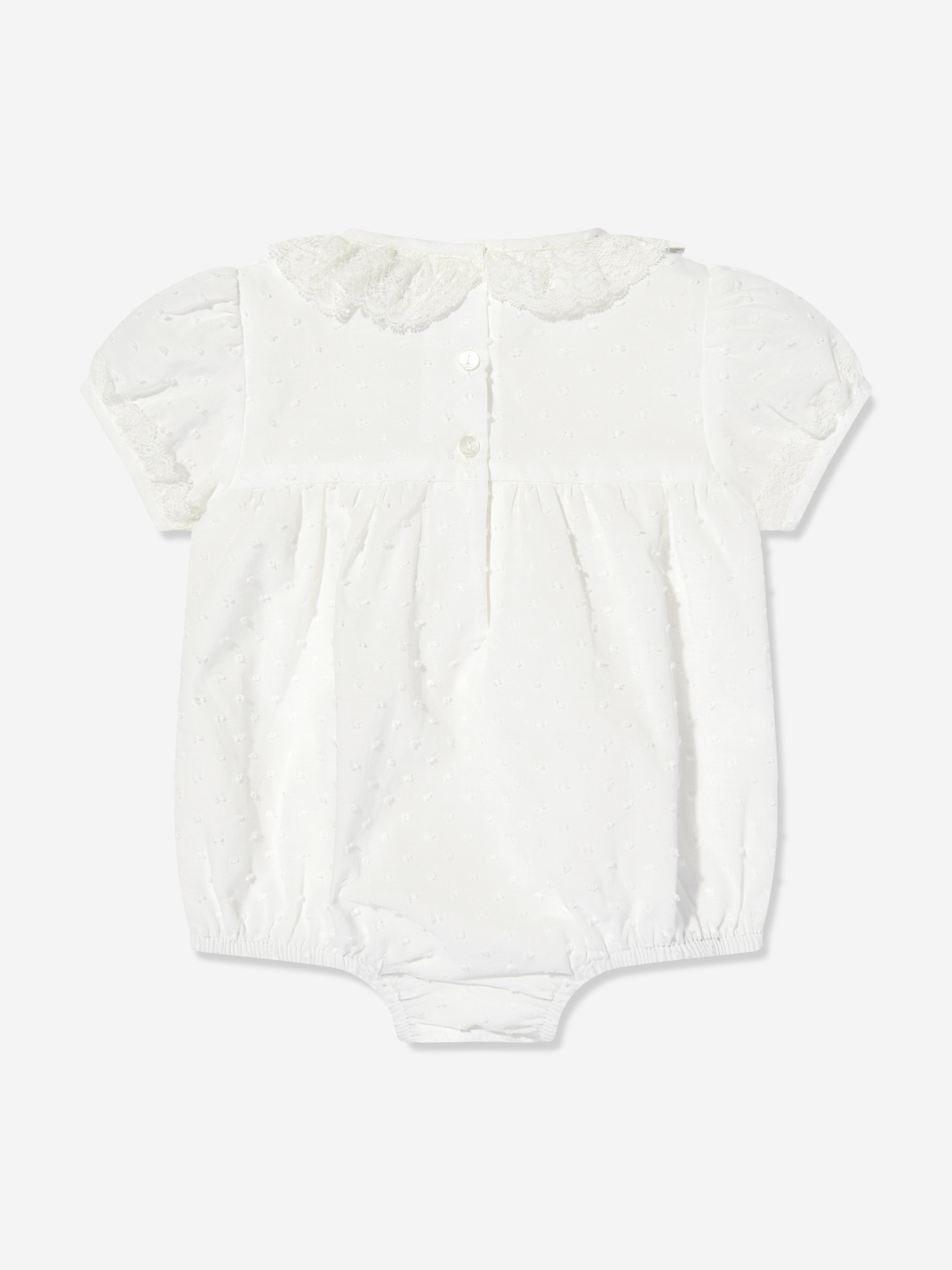 Ivory Baby Girls Bubble Romper & Bonnet Set - Soft Cotton Outfit for Newborns, Infants - Perfect for Photoshoots, Christenings & Special Occasions