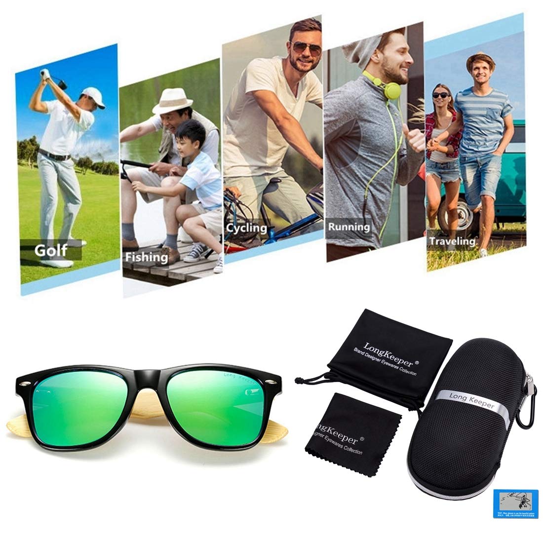 Polarized Bamboo Wood Sunglasses for Women & Men - UV Protection, Lightweight & Durable - Perfect for Driving, Beach, Outdoor Activities & Fashion Accessories