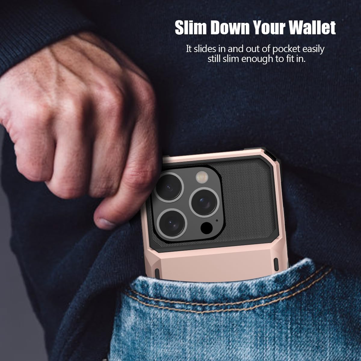 iPhone 16 Pro Case with Card Holder - Heavy Duty Shockproof Protective Cover with Hidden Card Slot | Slim Design for Everyday Use & Travel Protection
