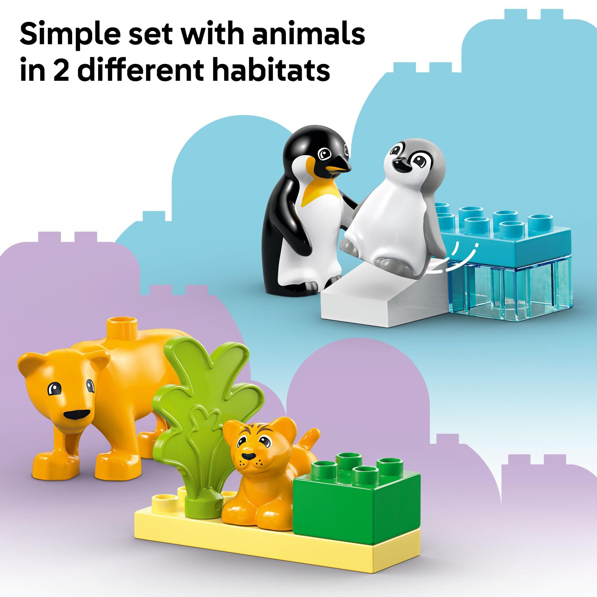 LEGO DUPLO Town Wild Animal Families Penguins & Lions Building Toy Playset - Educational Preschool Learning Toy for Toddlers, Boys & Girls Ages 2+ - Perfect Birthday Gift & Baby Shower Present - Encourage Creativity & Animal Recognition - Great for Daycare, Playtime & Early Childhood Development (10442)