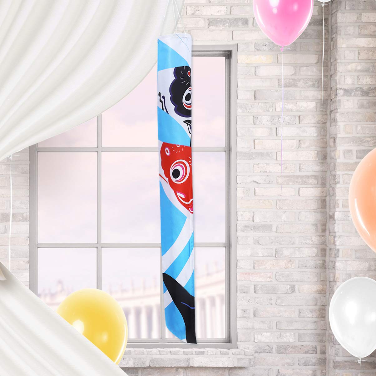 Japanese Carp Streamer Flag - Japandi Style Outdoor Satin Fabric Yard Banner for Spring & Summer Home Decor - Perfect for Garden, Patio, and Asian-Inspired Themed Parties