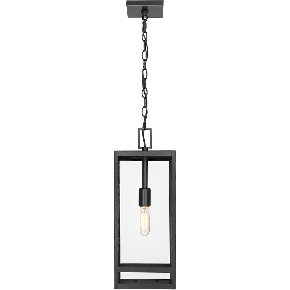 Z-Lite 596CHB-BK Nuri Outdoor Ceiling Light Fixture - 1-Light 100W Black Weatherproof - Perfect for Patio, Porch, Garden & Entryway Lighting