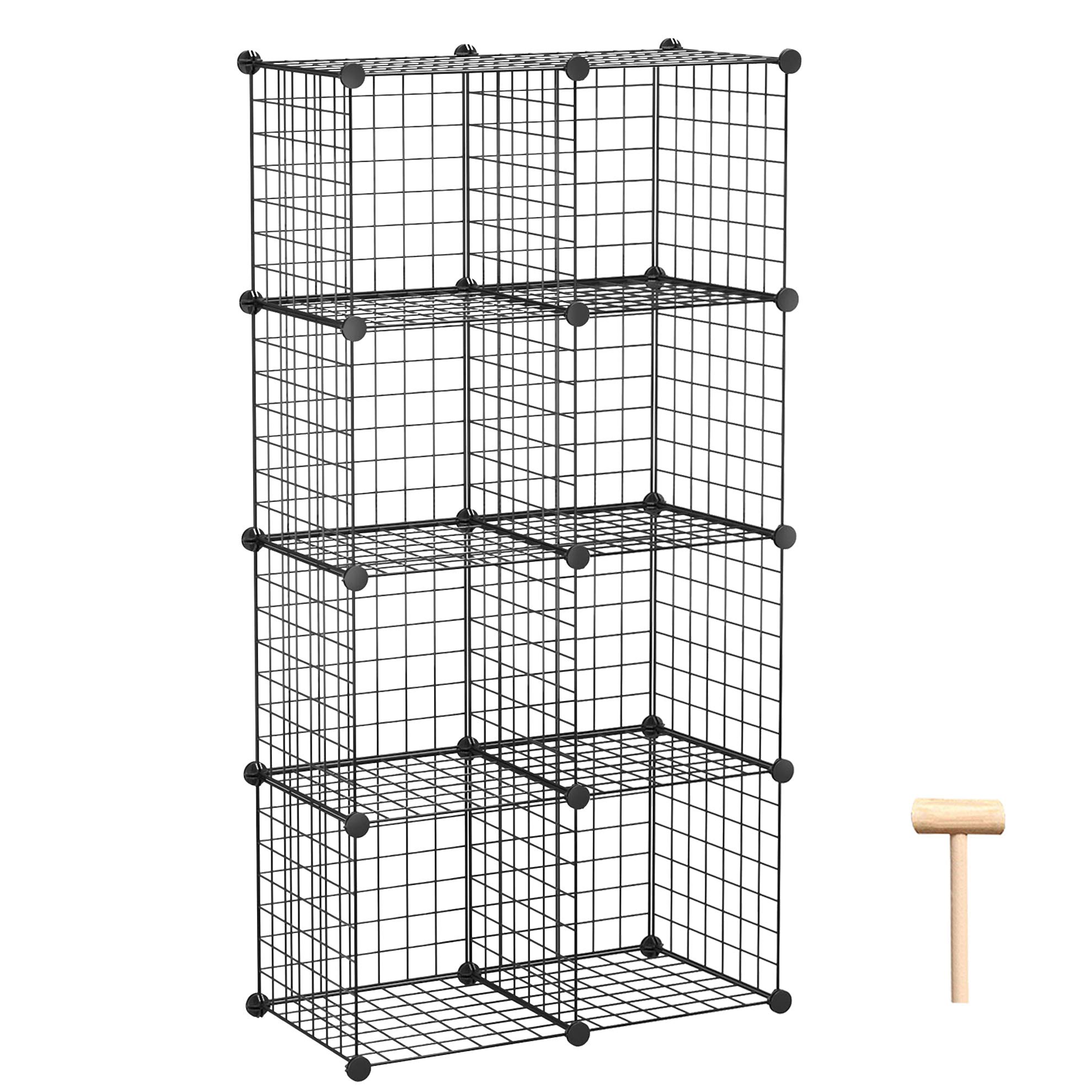 C&AHOME 8-Cube Metal Grid Storage Organizer - Modular Wire Cube Shelving Unit for Closet, Office & Living Room (24.8