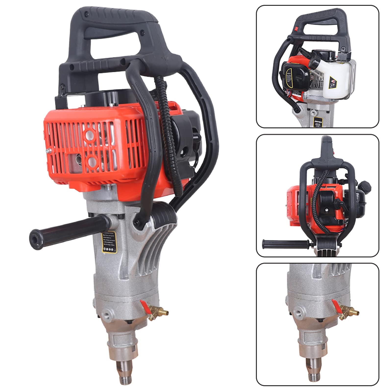 33cc Gasoline Core Drilling Machine - 2-Stroke Gas Powered Diamond Concrete Drill with 1000W Single Cylinder Engine | Handheld Wet Drill for Construction, Masonry & Renovation Projects | Perfect for Concrete, Brick & Stone Drilling