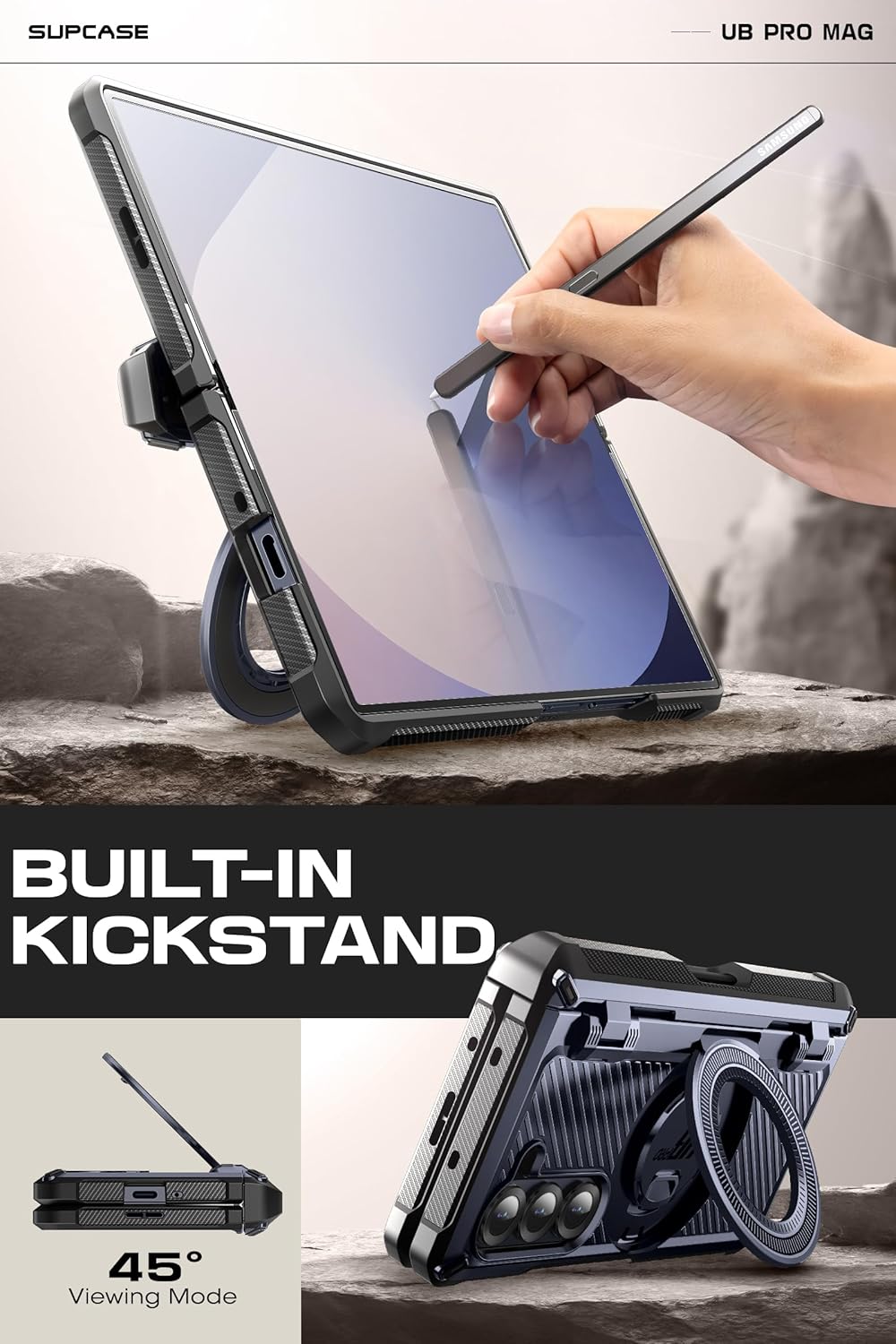Samsung Galaxy Z Fold6 Unicorn Beetle PRO Mag Rugged Case - Dark Blue Protective Cover with Magnetic Kickstand | Shockproof & Drop Protection for Everyday Use & Outdoor Activities