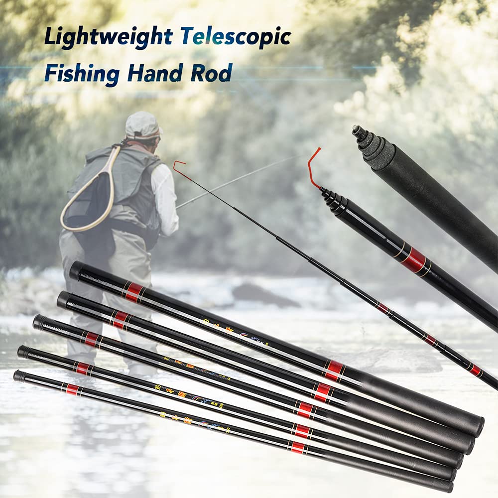 Ubersweet® Lightweight Telescopic Fishing Rod - Portable Hand Pole for Stream & River Fishing - Perfect for Hiking, Camping & Outdoor Adventures