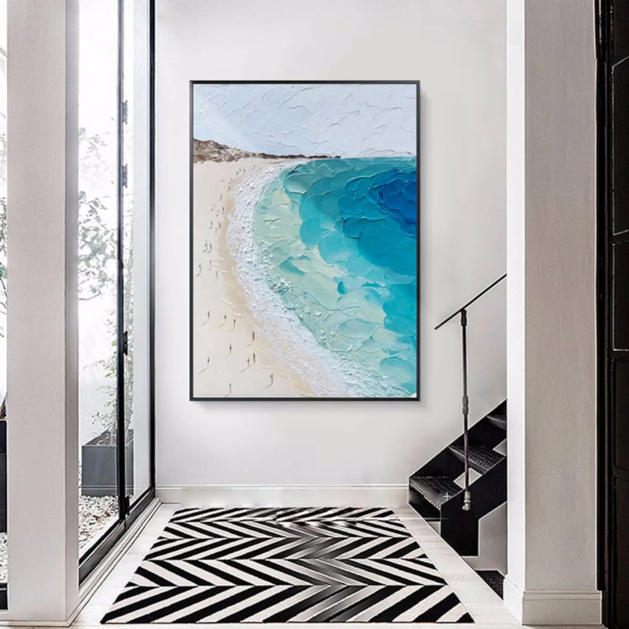 Seascape and Snowy Peak Painting #SP026 - Stunning Landscape Wall Art for Home & Office Decor