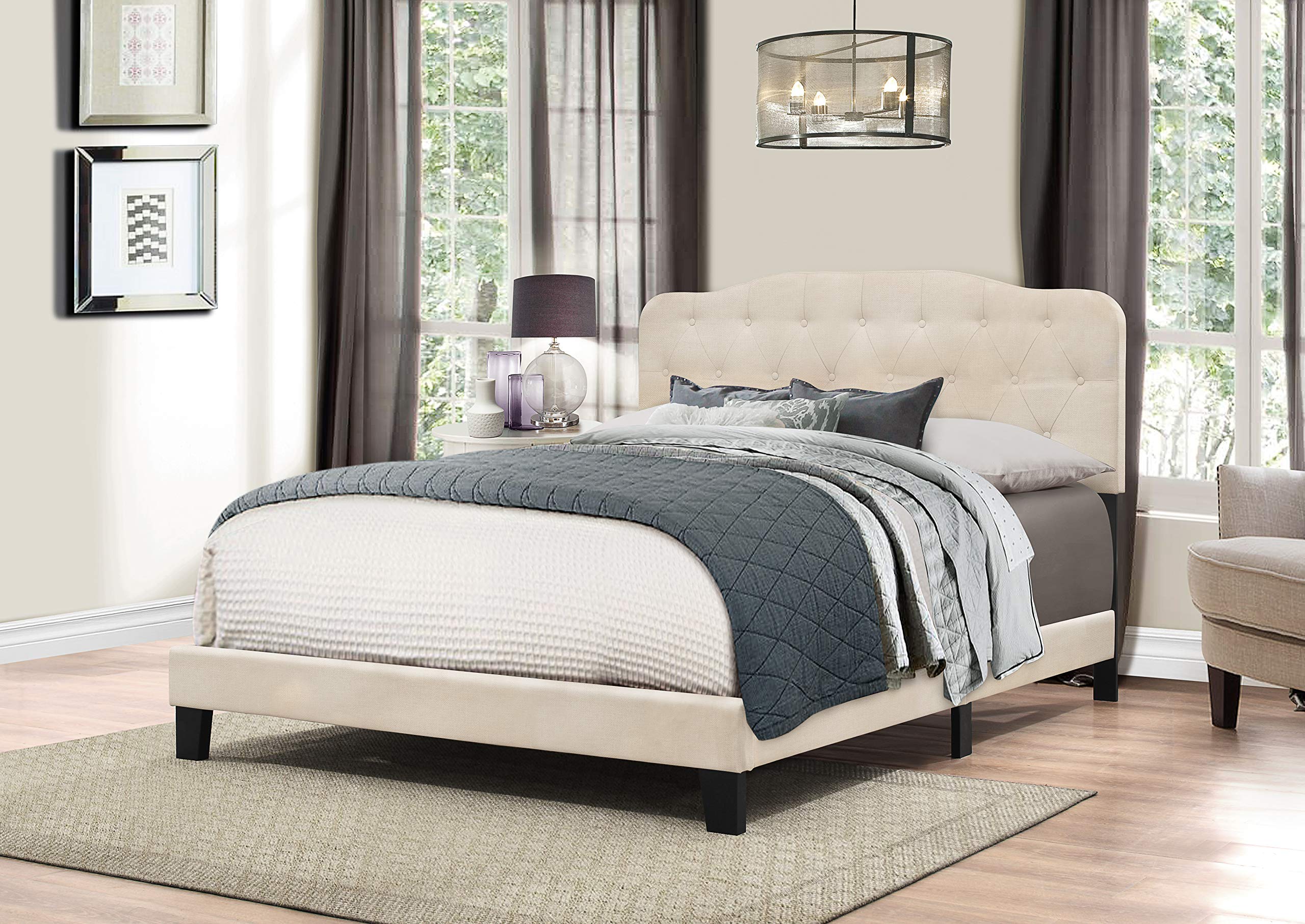 Hillsdale Furniture Nicole Bed Frame - Full Size, Linen Upholstered Platform Bed with Wooden Slats | Perfect for Modern Bedrooms, Guest Rooms & Small Spaces