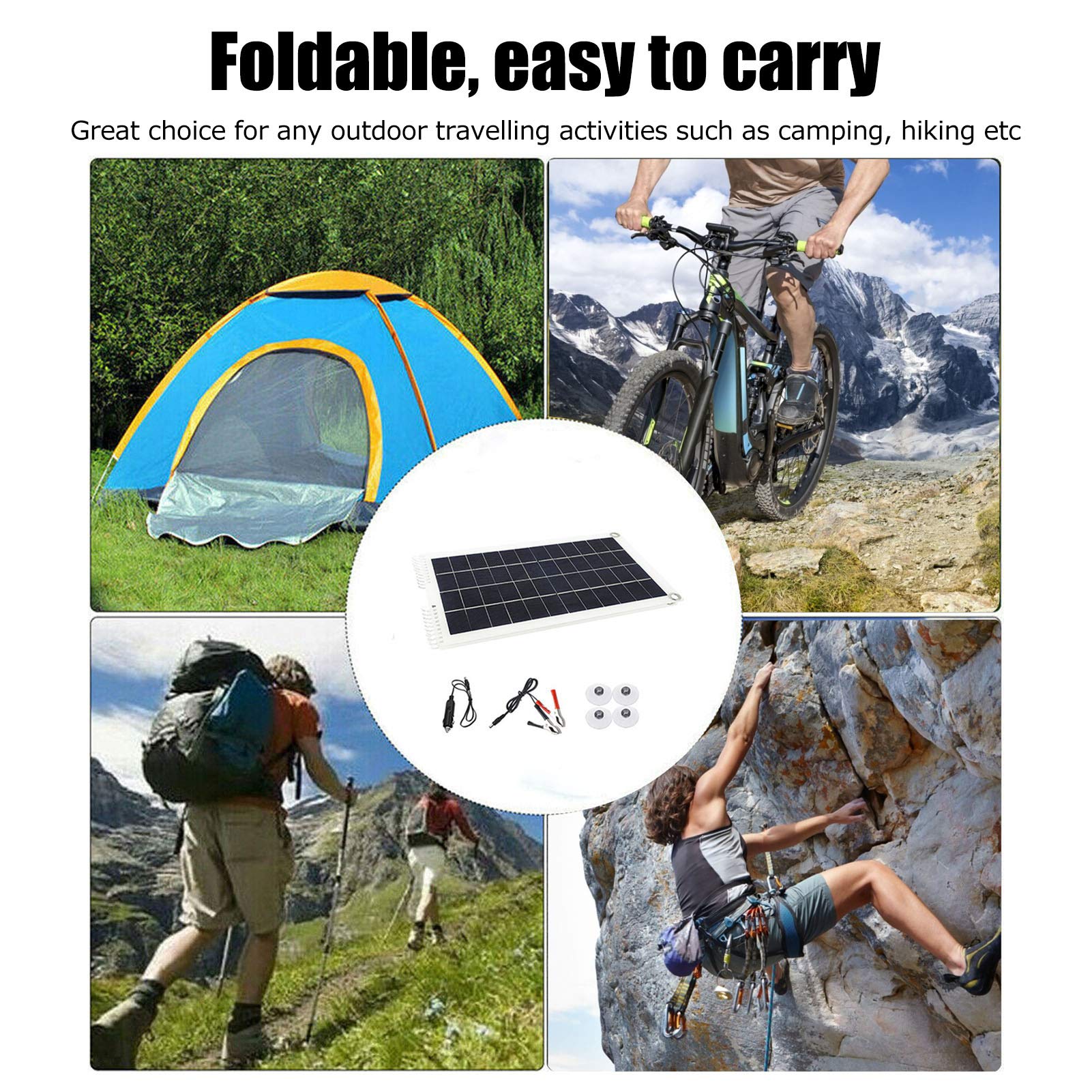 EXCLUZO Foldable Solar Panel Charger - 60W Portable Solar Charger with USB & Multi-Purpose Socket, High Efficiency for Outdoor Camping, Hiking, Emergency Power for Phones, Laptops, Car Batteries