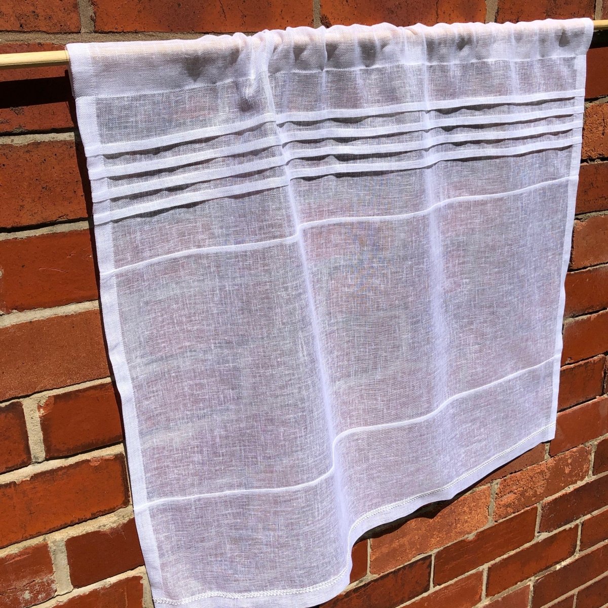 Croft White Sheer Linen Cafe Curtains - Light Filtering Window Treatment for Kitchen, Dining Room & Coffee Shop Decor