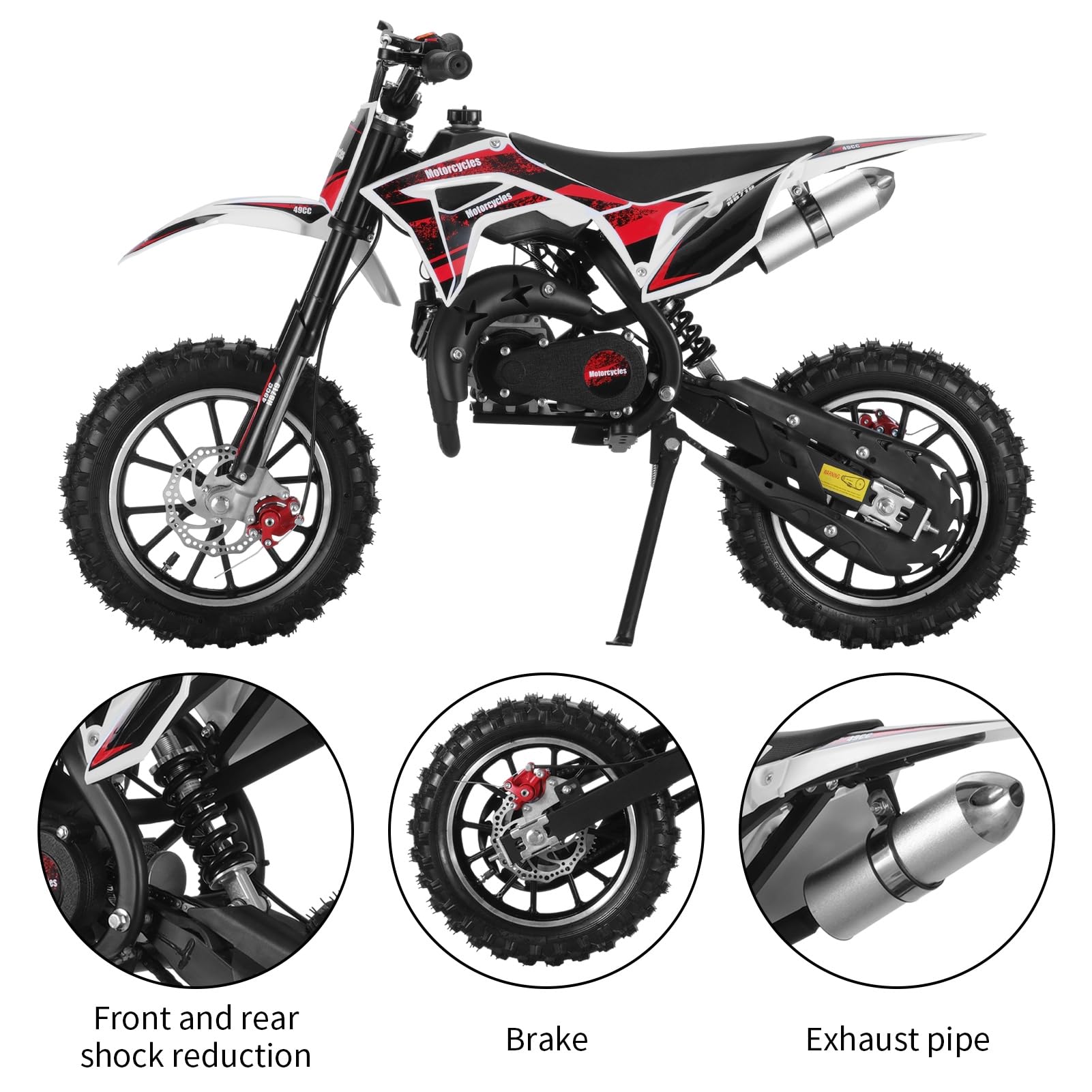 50CC 2-Stroke Gas Powered Kids Dirt Bike - Off-Road Mini Motorcycle with Front & Rear Disc Brakes for Boys & Girls - Up to 25 MPH, 330 LBS Weight Capacity - Perfect for Backyard Riding, Trail Adventures & Motocross Training