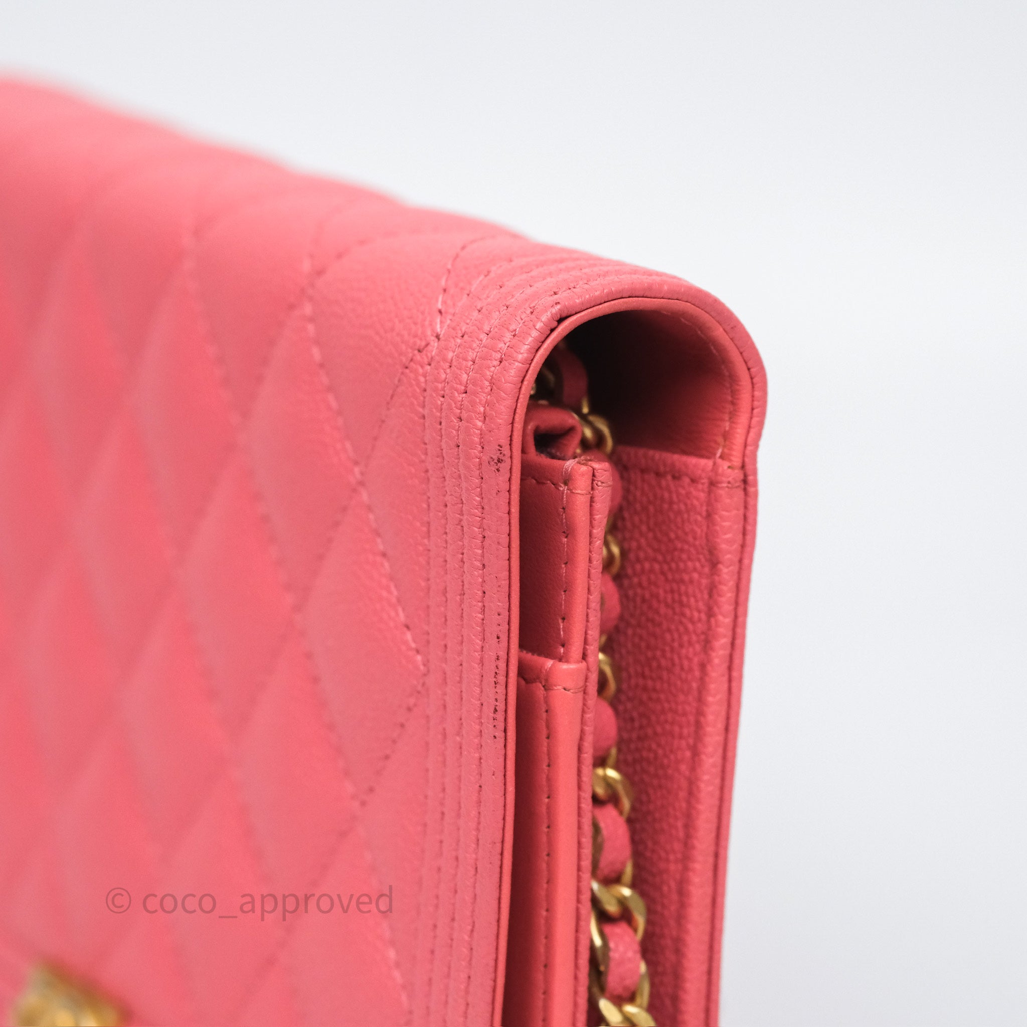 Chanel Boy Wallet on Chain WOC Quilted Dark Pink Caviar Leather with Aged Gold Hardware - Perfect for Evening Events & Luxury Fashion Accessories