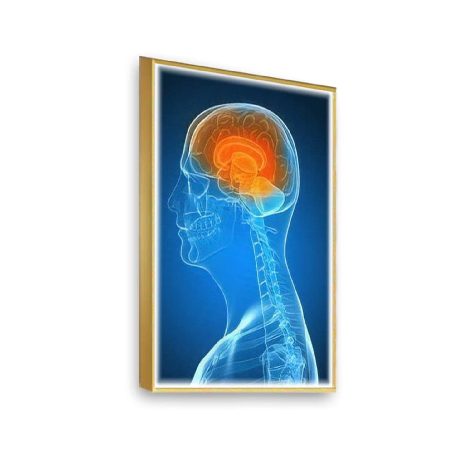 LED Canvas Print - Glowing Human Brain Artwork Framed Wall Decor for Living Room & Bedroom - Ready to Hang Modern Home Decor - Perfect for Meditation Rooms, Offices, and Gift Giving