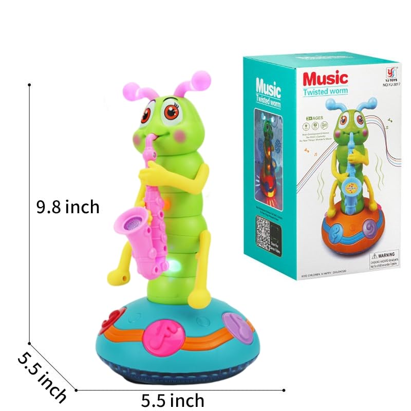 **Electric Caterpillar Saxophone Toy for Kids - LED Light-Up Dancing Musical Instrument, Sensory Toy for Toddler Boys & Girls (Pink, 1-Pack) - Perfect for Birthday Gifts, Early Learning & Playtime Fun**