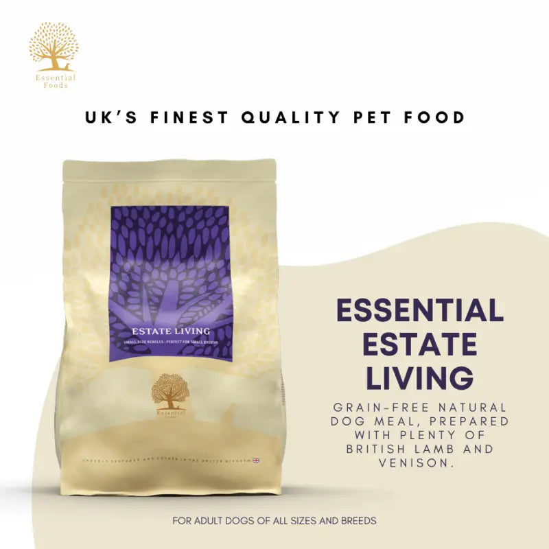 Premium Essential Estate Living Dry Dog Food for Small & Large Breeds - High Protein, Grain-Free Kibble for Healthy Skin & Coat - Perfect for Active Dogs & Puppies at Home or Travel