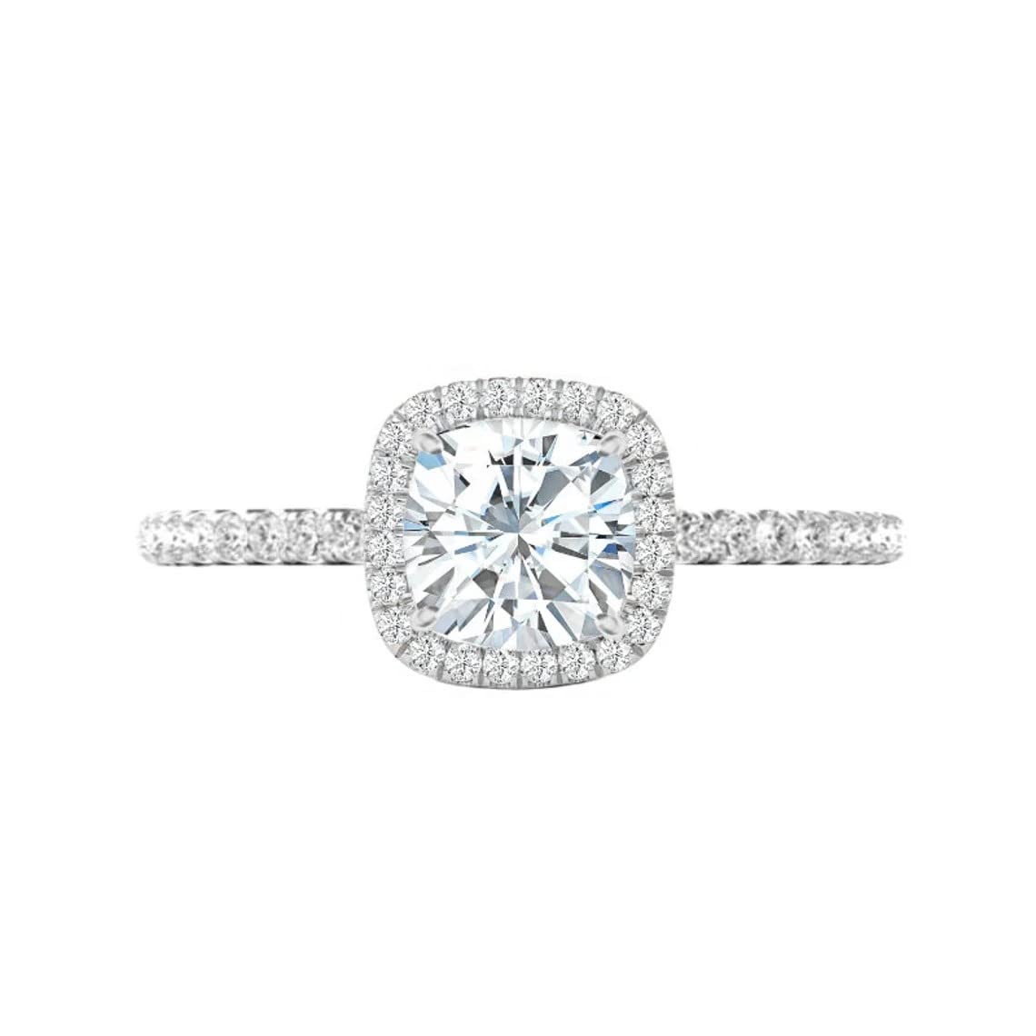 3 CT Cushion Cut Moissanite Engagement Ring Wedding Set for Women - Vintage Halo Solitaire Bridal Ring with Diamond Accents, Silver Anniversary Promise Ring - Perfect for Proposals, Weddings & Special Occasions