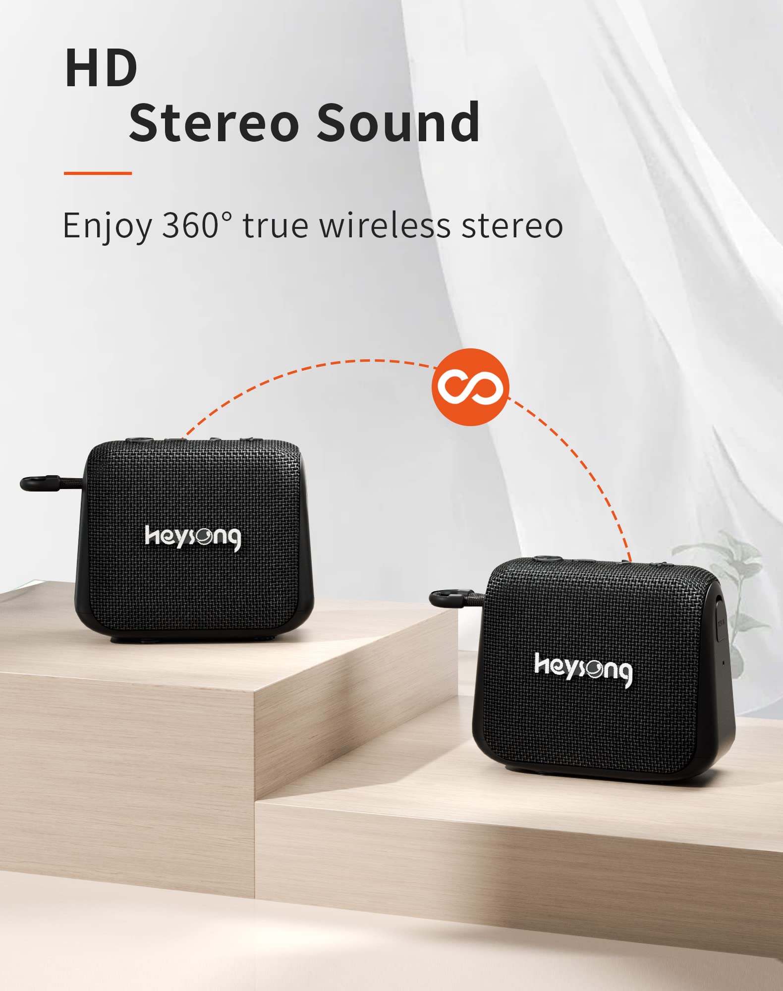HEYSONG Waterproof Bluetooth Speaker - Portable Wireless Shower Speaker with Stereo Sound, IPX7 Rating, 24-Hour Battery Life & Enhanced Bass | Perfect for Shower, Pool Party, Beach, Camping & Bedroom Use | Great Gift for Men & Women