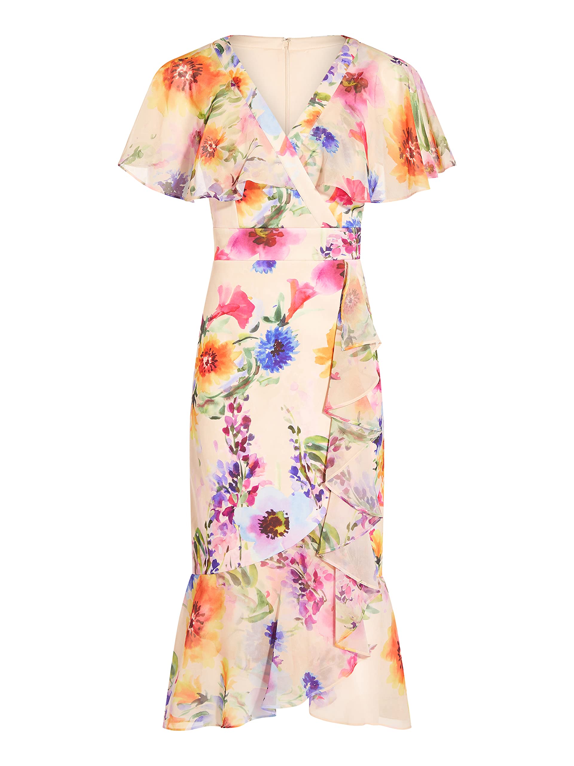 Adrianna Papell Women's Floral Faux Wrap Ruffle Dress - Elegant Cocktail Party & Wedding Guest Dress for Women