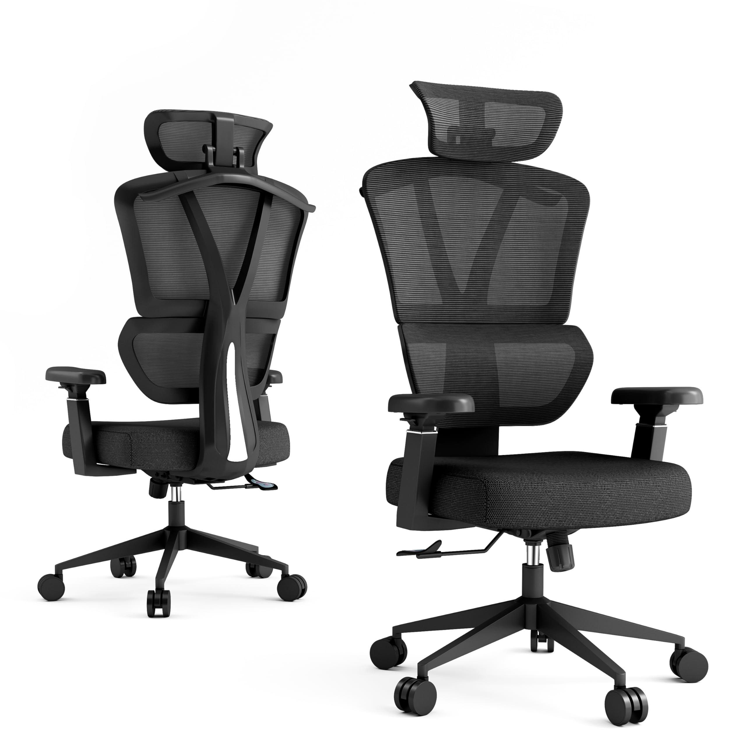 Ergonomic Office Chair - Adjustable Black Mesh Computer Desk Chair for Home Office, Gaming & Business Meetings - Comfortable & Supportive for Long Hours of Work or Study