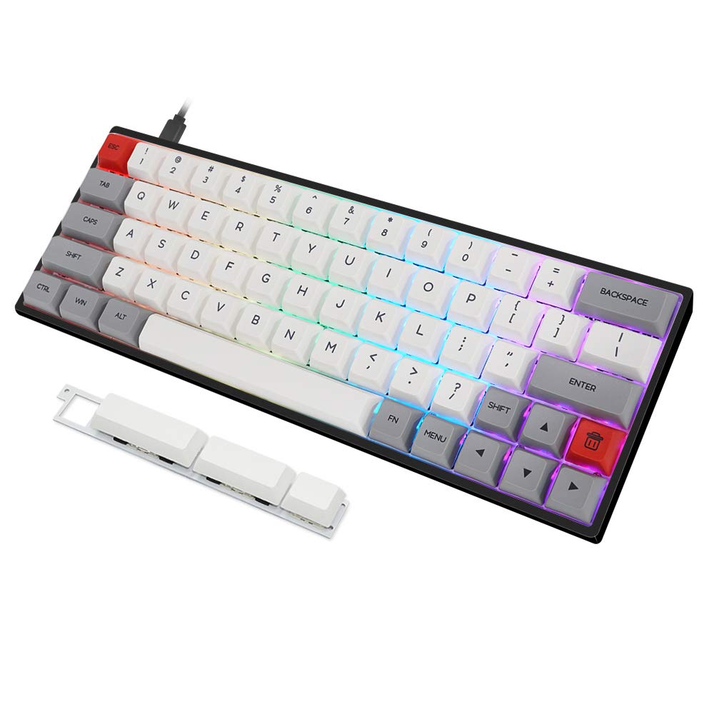 KPREPUBLIC GK64X Hot Swappable Mechanical Keyboard - Kailh Silent Red/Brown Switches, RGB Backlit, Type-C, Split Spacebar (Black Case + Grey Keycaps) for Gaming, Office & Typing Enthusiasts