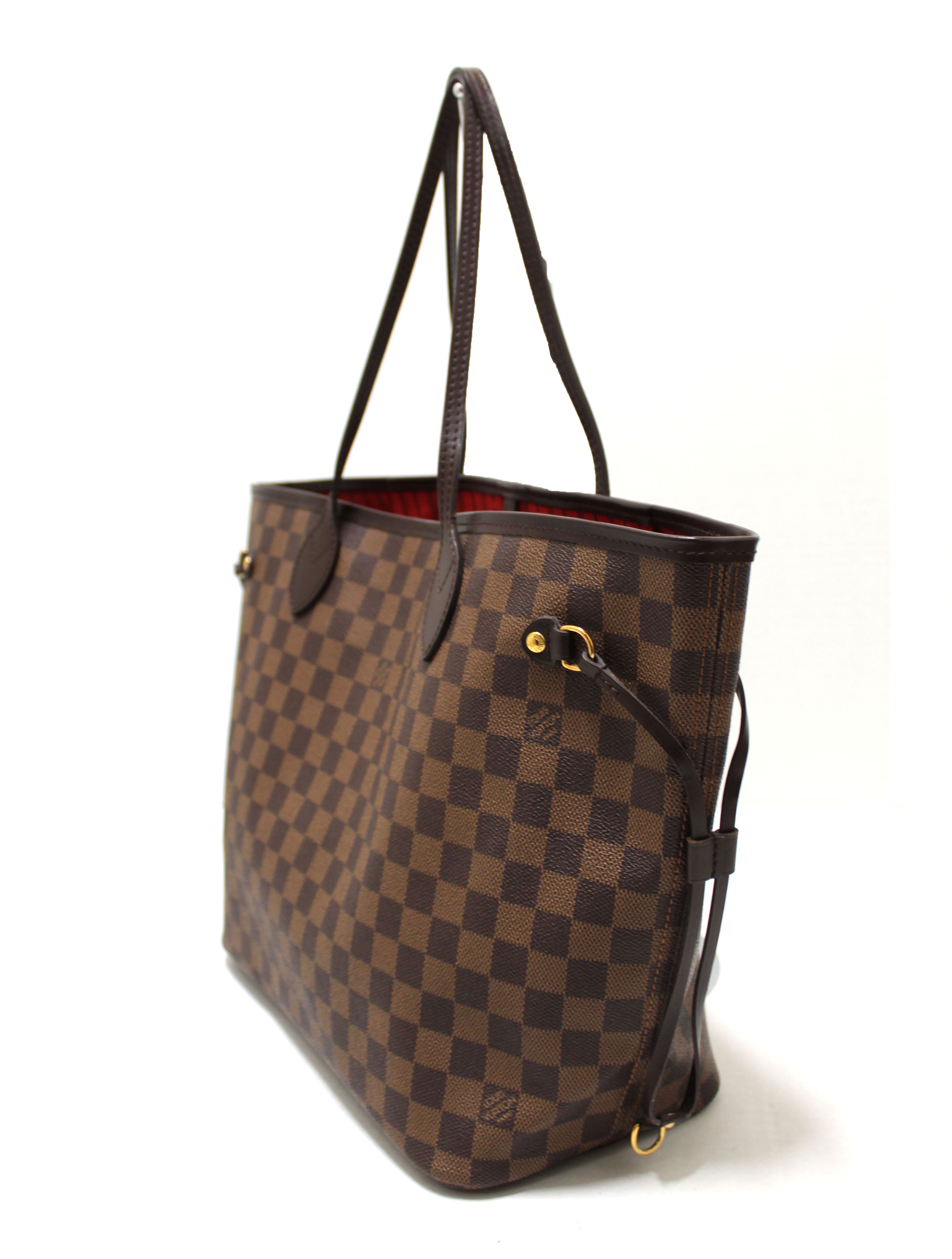 Authentic Louis Vuitton Damier Ebene Canvas Neverfull MM Tote Shoulder Bag for Women - Luxury Designer Handbag for Work, Travel & Everyday Use